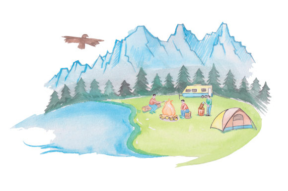 Campsite in Watercolor by Nature Amp Review
