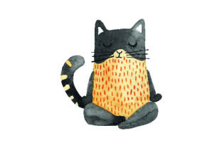 Cat Doing Yoga Pose - Watercolor for Cats