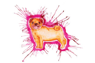Dog in Paint Splatter Watercolor Style Review
