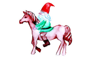 Gnome Riding a Horse in Watercolor Style from Designs Amp