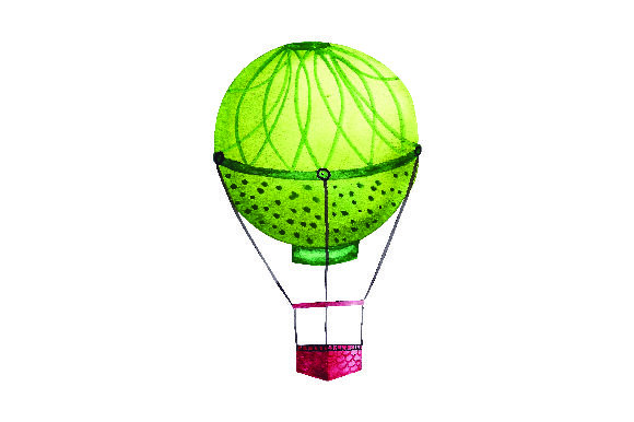 Green Hot Air Balloon Watercolor Design Review
