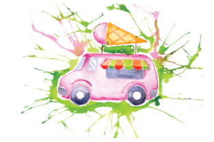 Ice Cream Truck in Paint Splatter Watercolor Style Cars Review