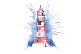 Lighthouse in Paint Splatter Watercolor Style Review