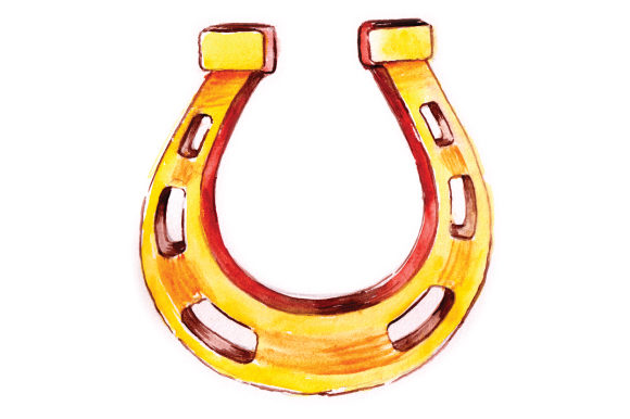 Lucky Horse Shoe in Watercolor for Wedding Branding
