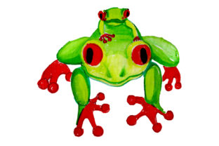 Mom and Baby Frogs: Watercolor Animals