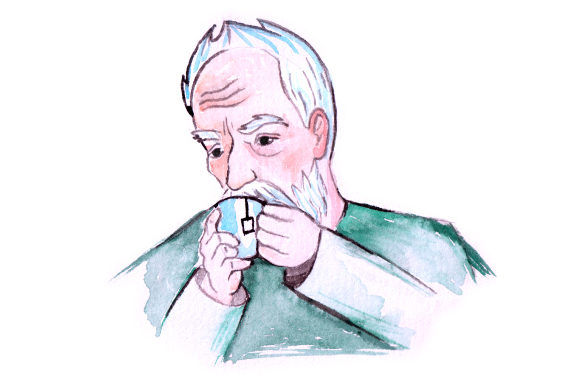 Old Man Drinking Tea in Watercolor Style Review
