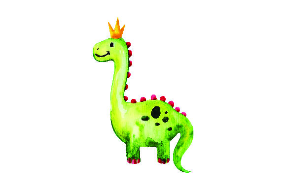 Review: Green Dinosaur with Crown Watercolor Art