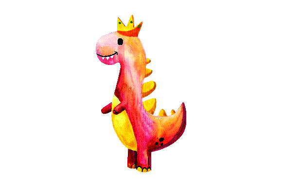Review: Red Dinosaur with Crown Watercolor Design
