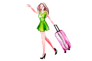 Review: Woman Hailing Taxi Watercolor Design