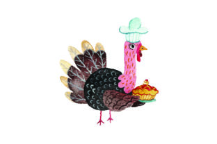 Turkey Chef Watercolor for Thanksgiving Design