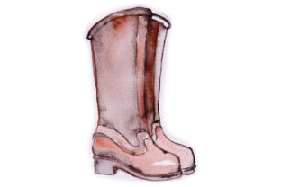 Watercolour Maroon Wellie Boots for Spring