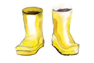 Watercolour Yellow Wellie Boots for Spring Content