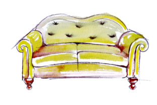 Yellow Sofa Watercolor: A Home Design Asset